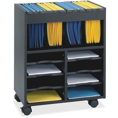 Safco File Cart, w/Storage Bins, 21-1/2"x14-1/2"x26-1/4", Black SAF5390BL